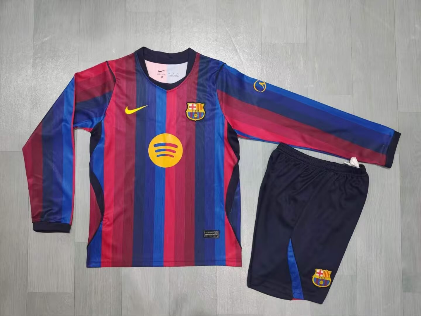 Kids-Barcelona 26/27 Home Long Soccer Jersey